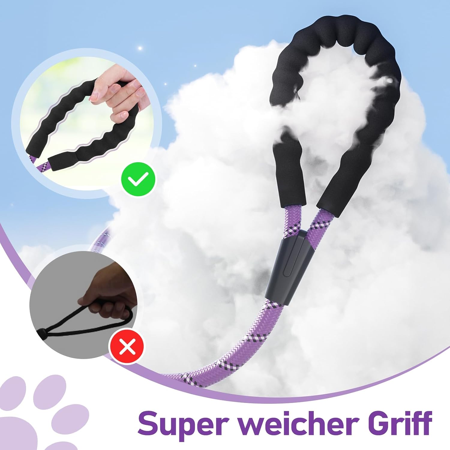 Thumbnail 2 de XXBEN Schleppleine für Hunde mit gepolstertem Griff, 10 m – mit abschließbarem Karabiner