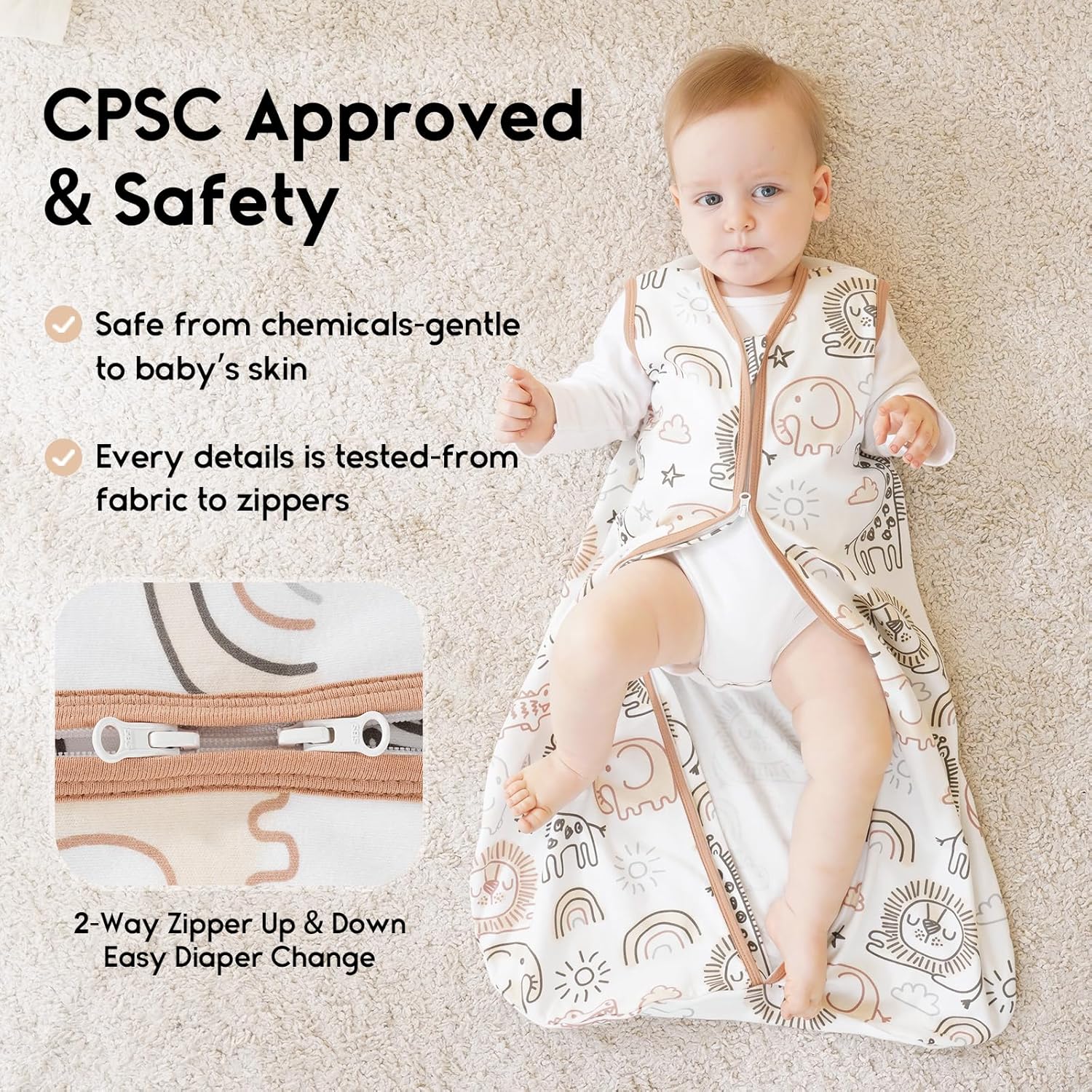 Thumbnail 3 de Yoofoss Baby Sleeping Bag 0.5 Tog, 12-18 Months (3 Pack) – 100% Organic Cotton