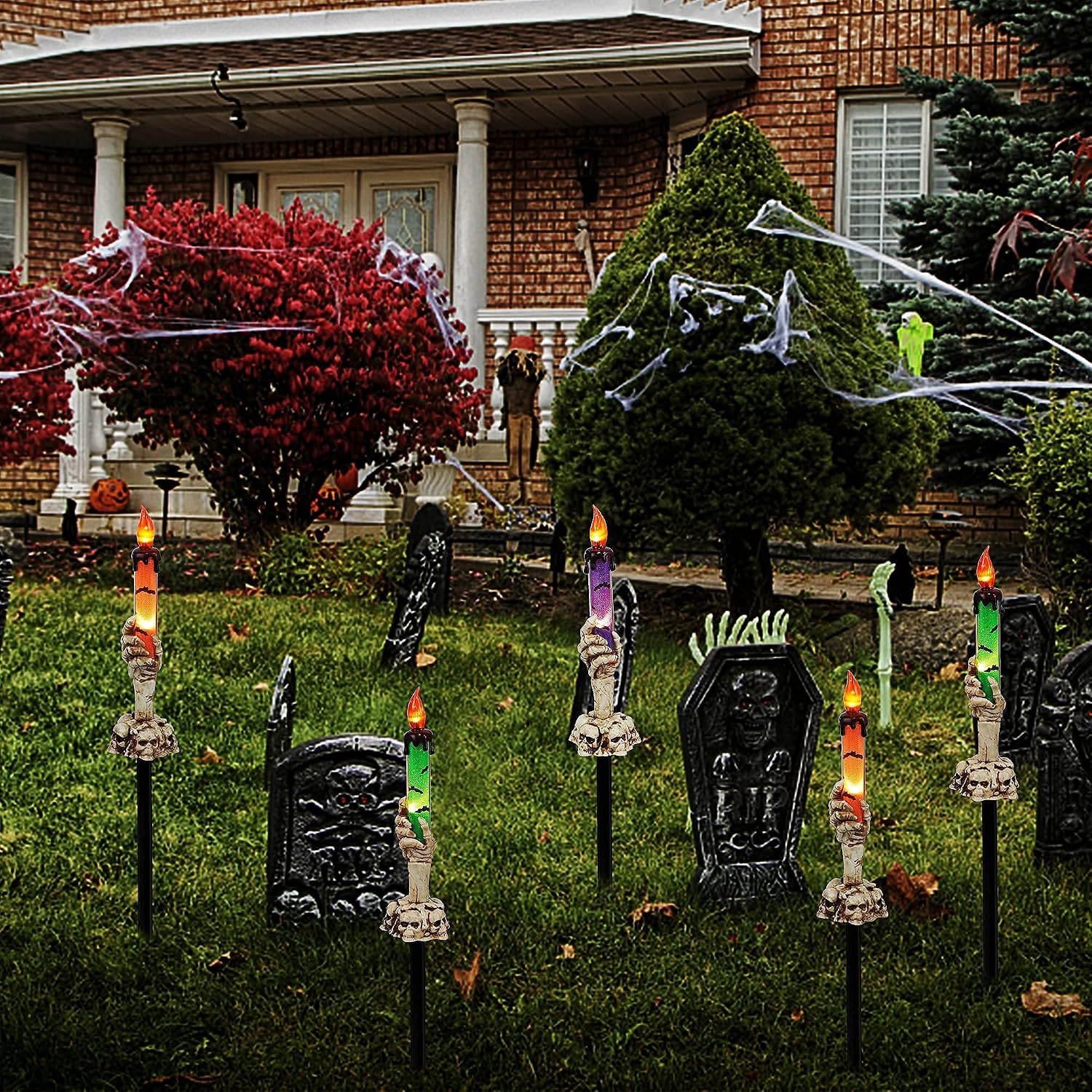 Detalle 2 de LJLNION Halloween Candle Lights, 5-Pack with Skeleton Hands and Warm White LEDs