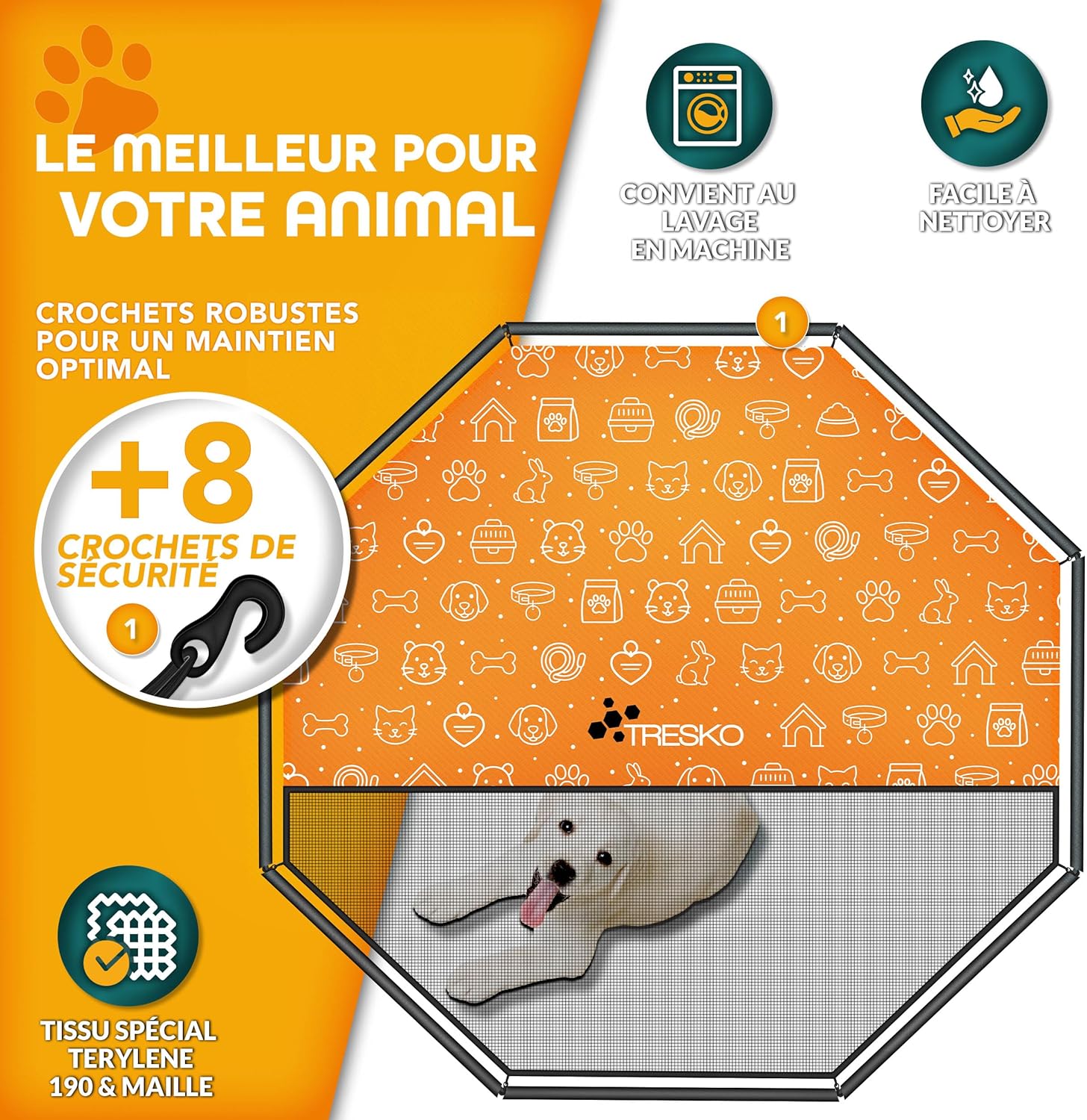 Thumbnail 2 de TRESKO Parc d'extérieur 77 x 80 cm pour chiens