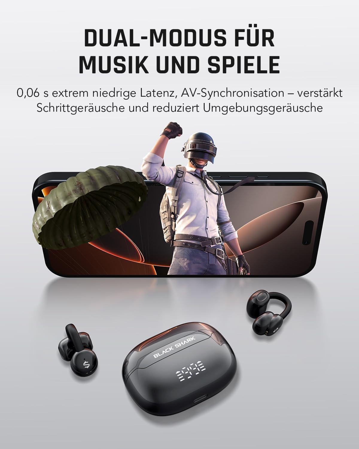 Detalle de Black Shark T19 Open Ear Kopfhörer – kabellos, leicht, 50 Std. Akku
