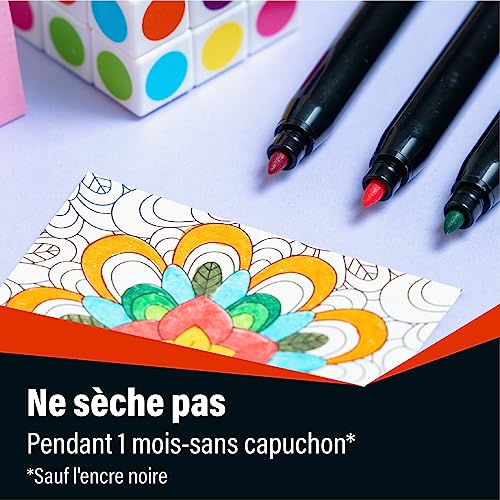 Detalle de BIC Intensity Feutres de Coloriage Encre Lavable (Base d'Eau) – Corps Noir, Pack de 24