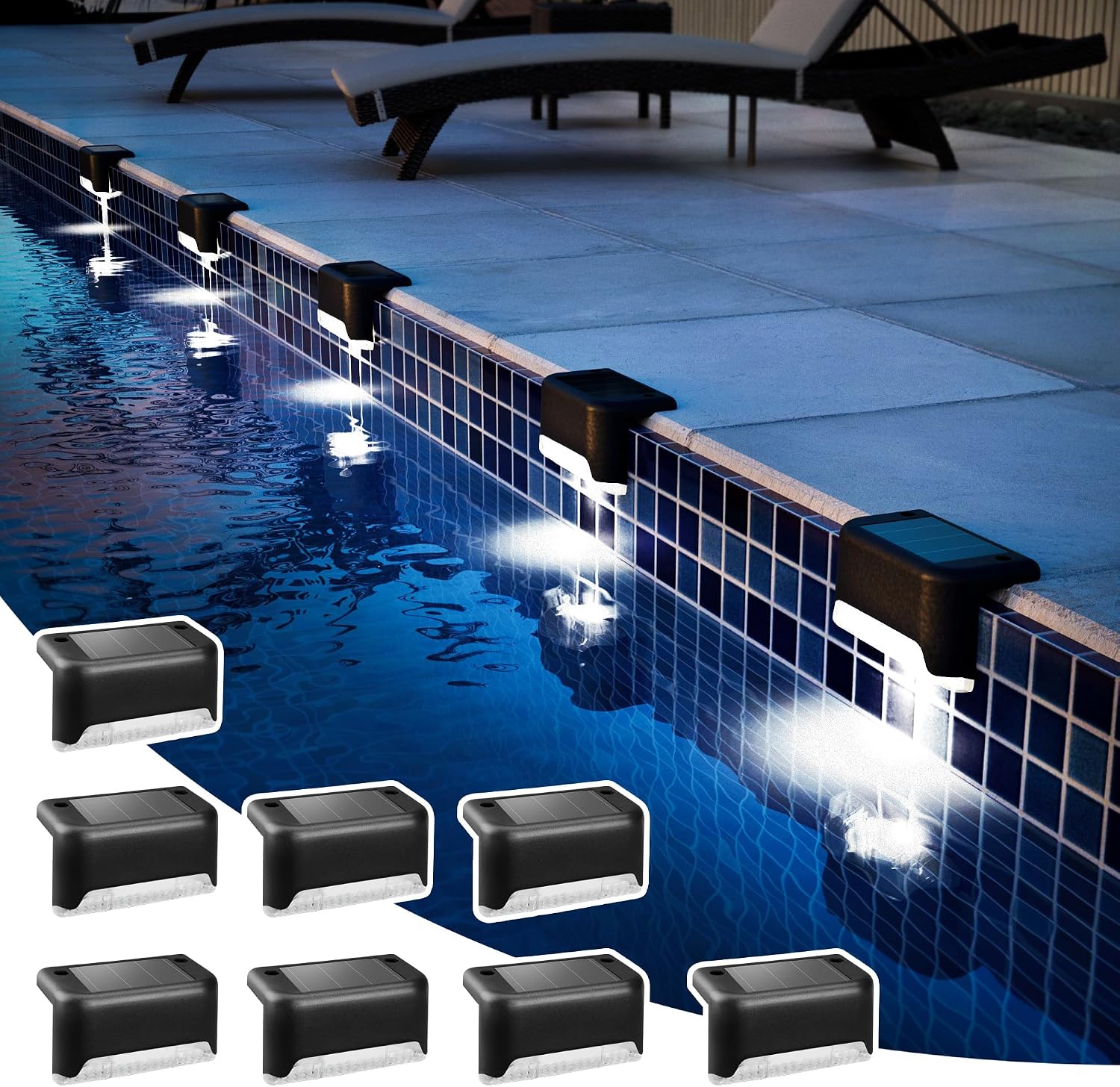Detalle de Solpex Solar Deck Lights 8-Pack for Outdoor Steps 🟢