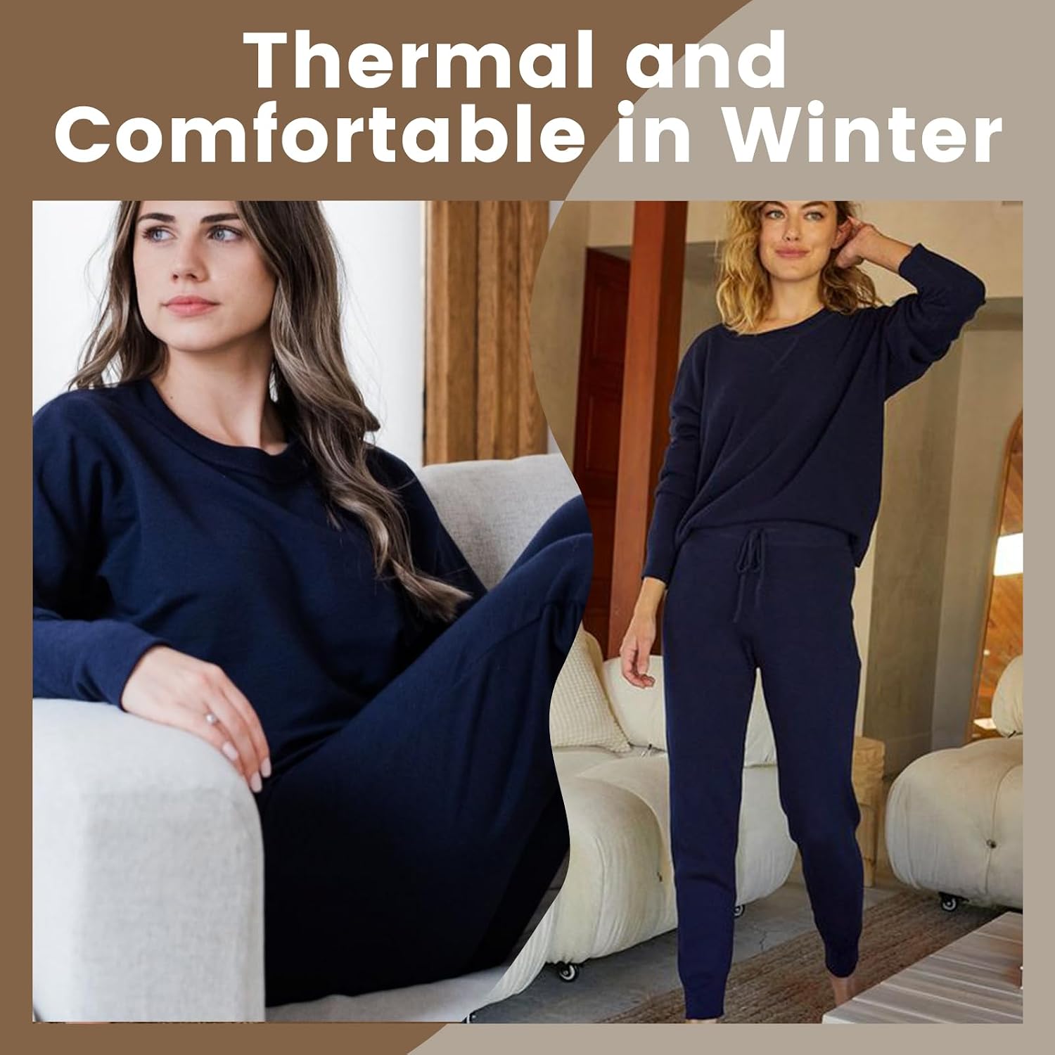 Detalle de CAMPSNAIL Fleece-Lined Women's Joggers with Pockets, High-Waisted, Black