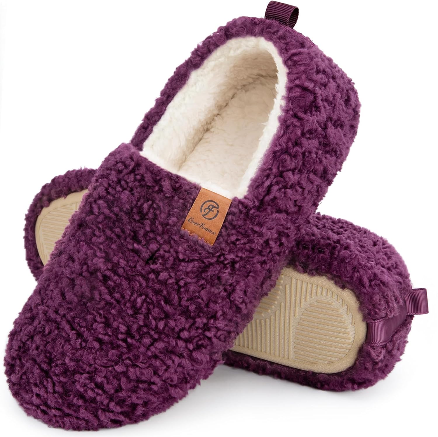 EverFoams Women’s Soft Curly Full Memory Foam Slippers