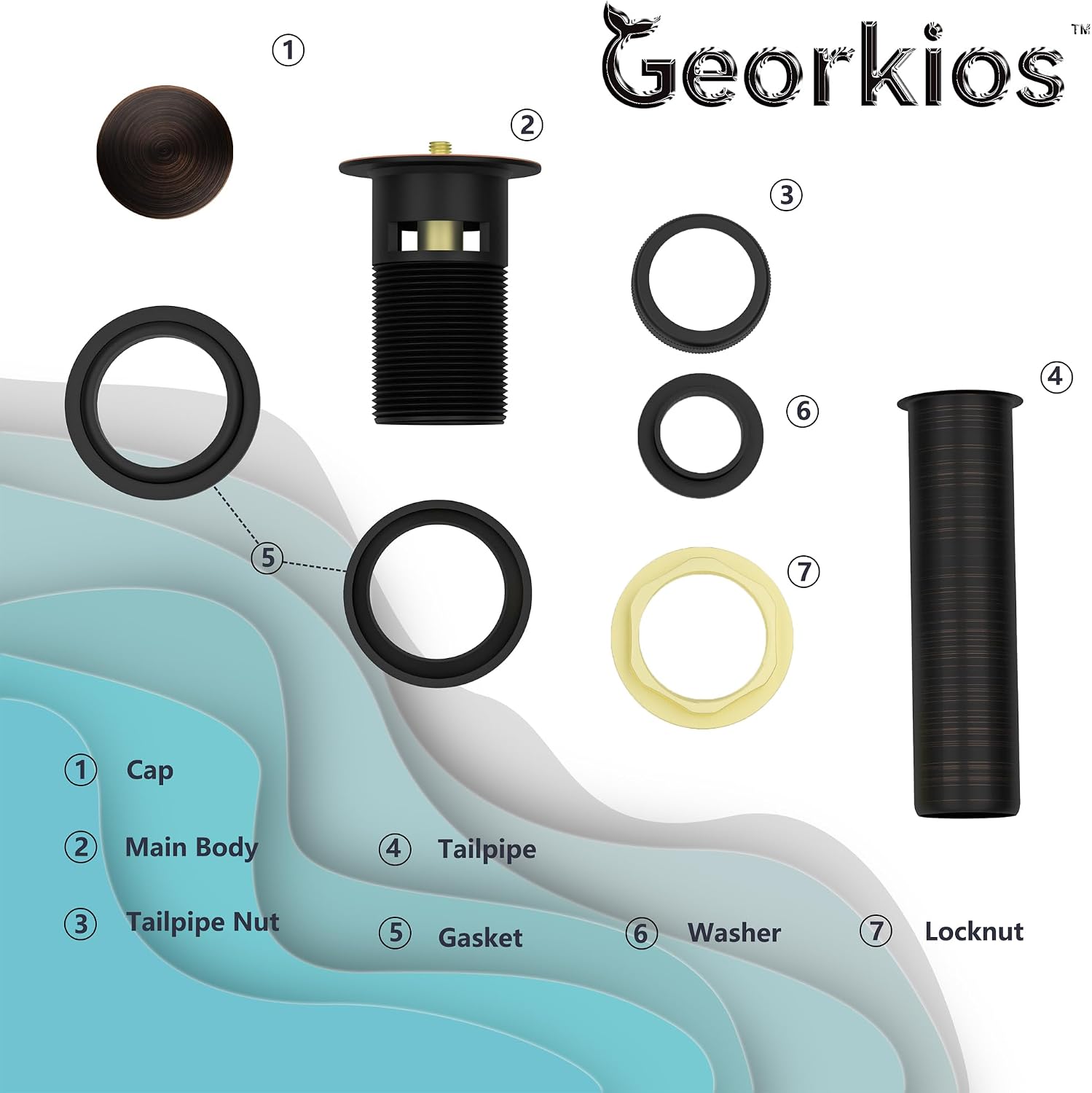 Detalle 2 de Georkios Bathroom Sink Drain, Brass
