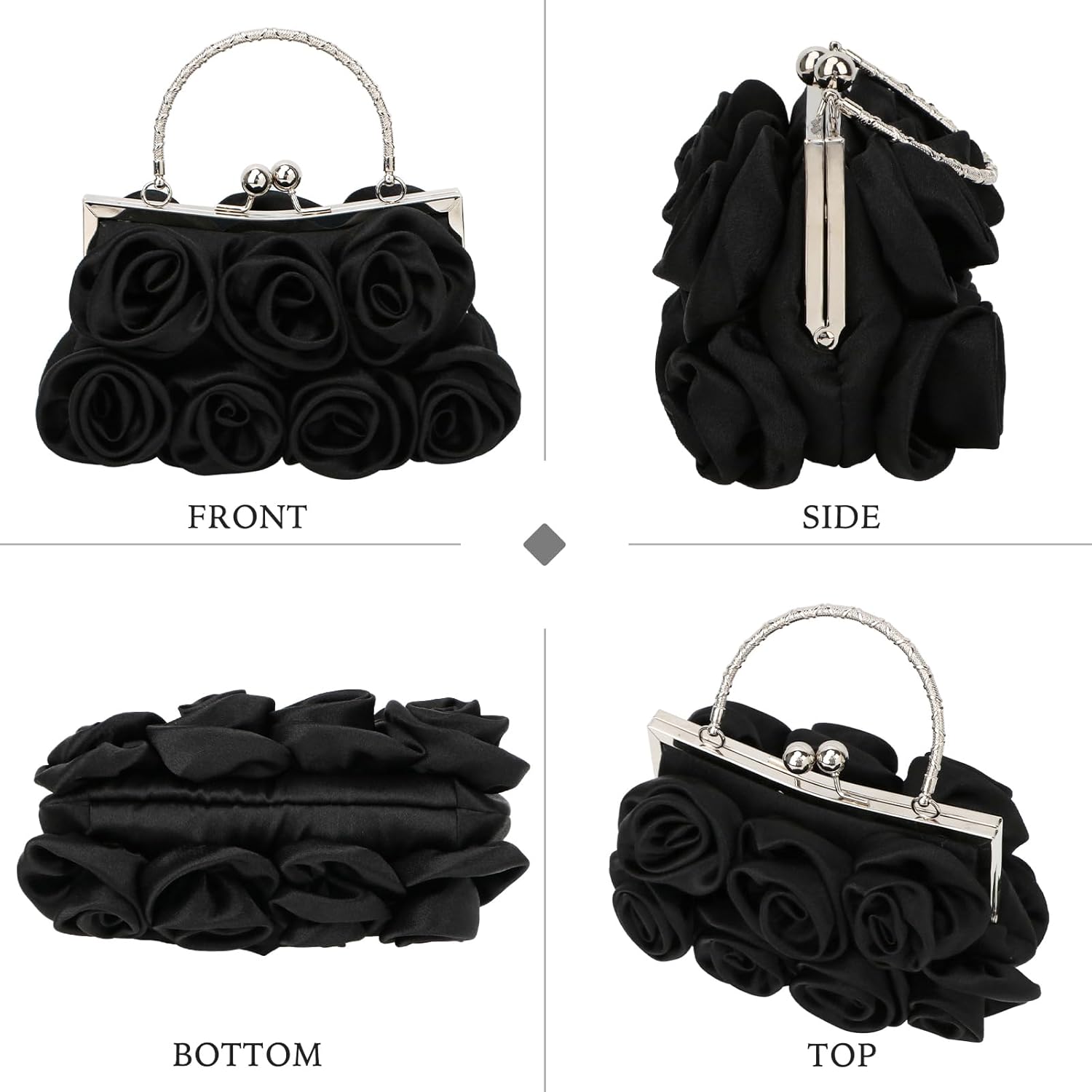 Detalle de Kilofly Missy K 7 Roses Satin Clutch Purse with Detachable Strap Money Clip