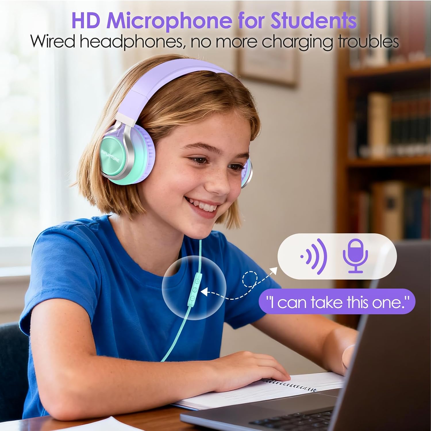Thumbnail 6 de INFURTURE USB-C Headphones with Microphone: Foldable, Tangle-Free, Over-Ear USB-C Audio