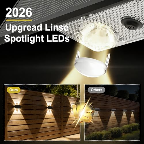 Detalle de Bigzom Solar Exterior Arriba y Abajo — Pack de 4 Lámparas Solares de Pared con 4 LEDs, IP65, Luz Multicolor
