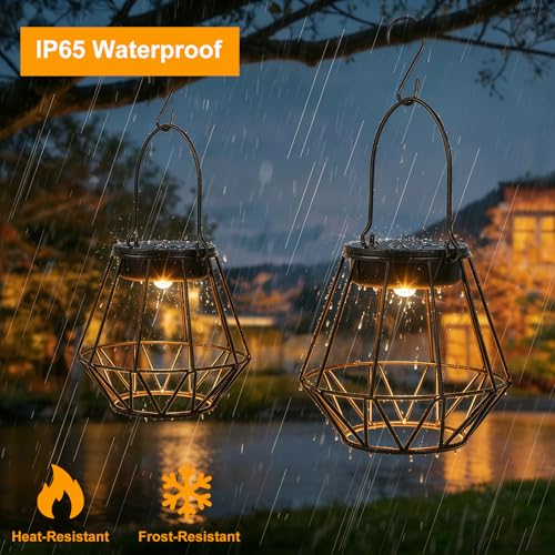Detalle de Dehobo Solarlampen für Außen Hängend & Stehend, IP65 wasserdicht – 2 Stück