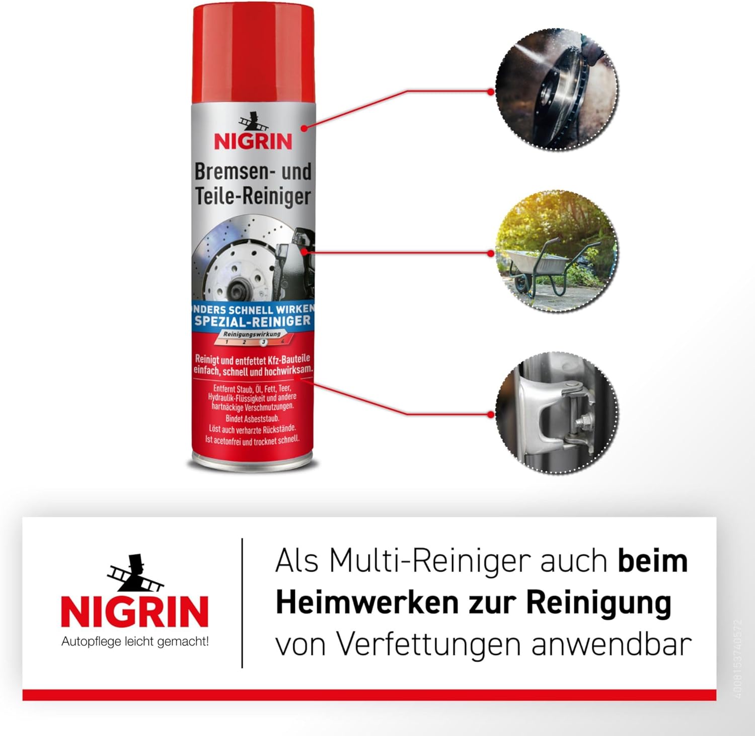 Thumbnail 5 de NIGRIN Bremsen- und Teile-Reiniger – acetonfrei, 6 x 500 ml