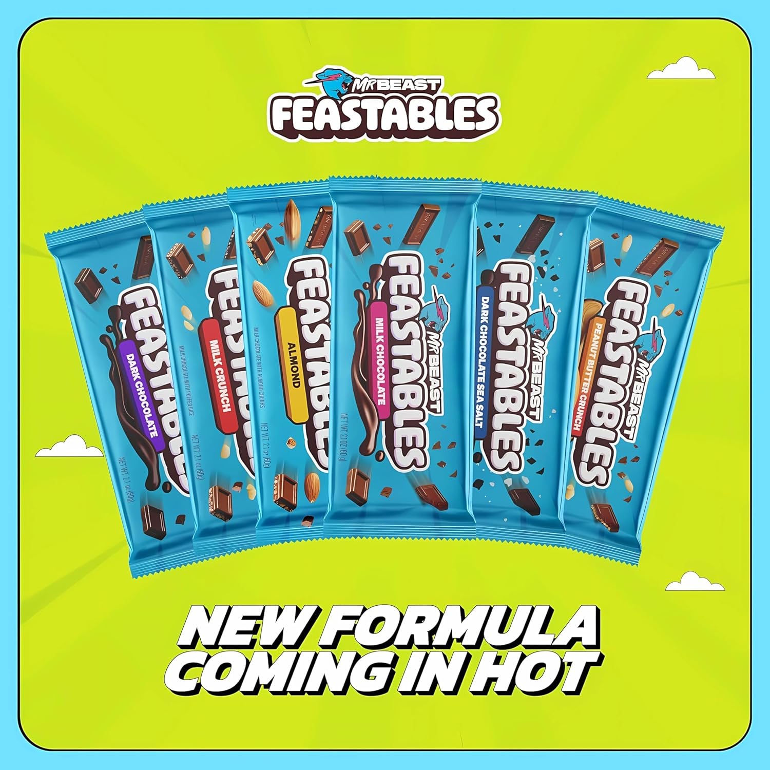 Thumbnail 5 de Feastables MrBeast Cookies & Crème – Chocolat blanc et morceaux de biscuit, boîte 10x60g