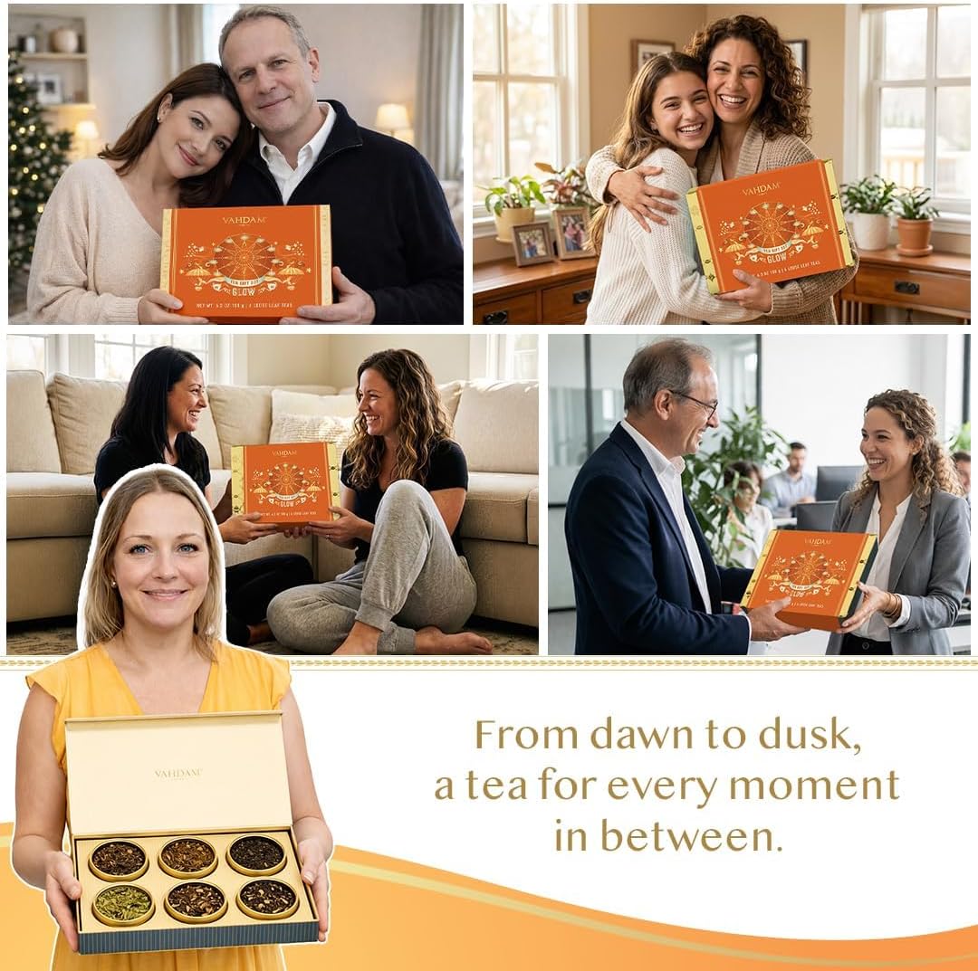 Detalle 2 de VAHDAM Coffret Assortiment De Thés Glow – Coffret cadeau élégant pour elle