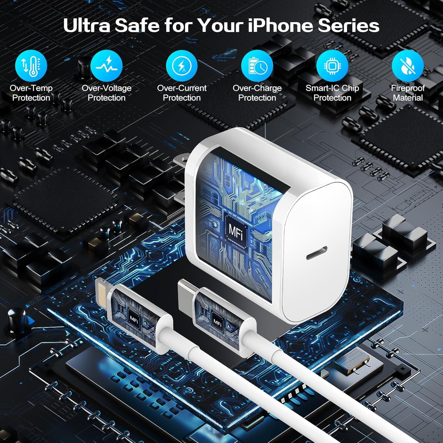 Detalle 2 de WILLTOP USB-C iPhone Charger 2-Pack with 10-Foot MFi Lightning Cables