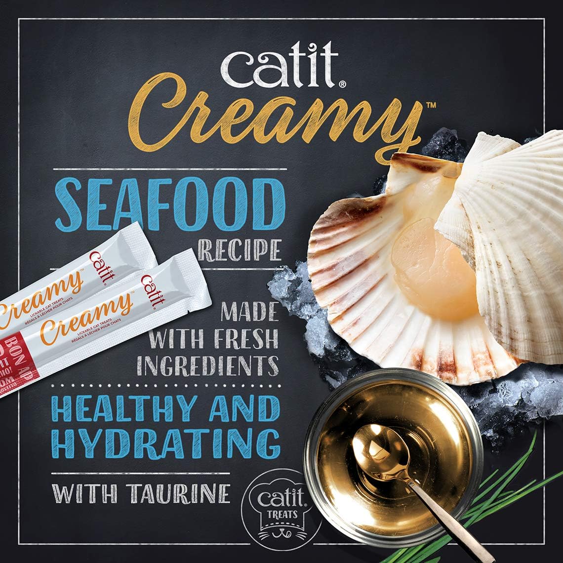 Detalle de Catit Creamy Pâte à lécher Hydratante pour Chat – Poulet et Agneau, 50 x 10 g