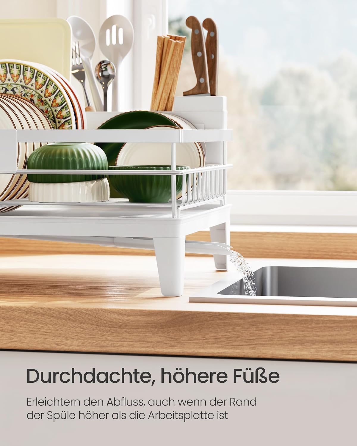 Thumbnail 6 de SONGMICS Abtropfgestell Geschirr KCS550WG01 – kompakt, 360° Auslauf und Abtropfschale