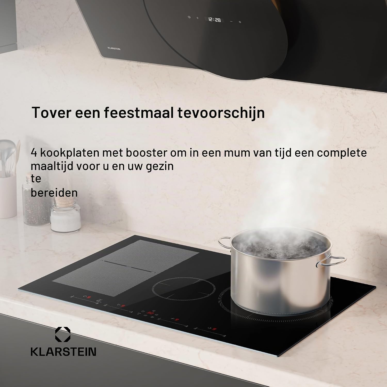 Detalle 2 de KLARSTEIN Delicatessa 77 Hybrid CP4-90400-kdcc inbouwinductiekookplaat, 4 zones