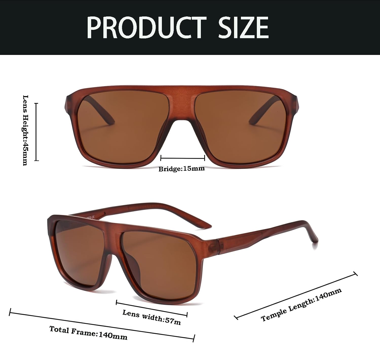 Detalle de YAMEIZE Polarised Sunglasses – Retro Pilot Square Shades for Men and Women