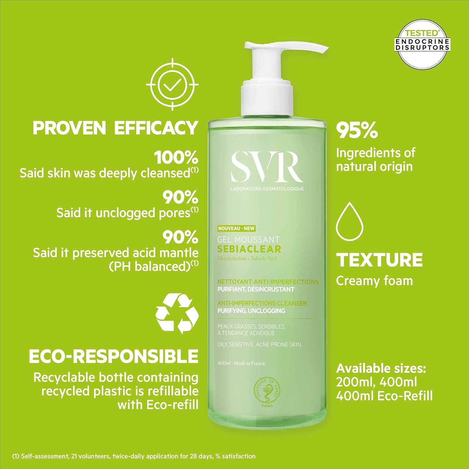 Thumbnail 3 de SVR SEBIACLEAR Salicylic Acid Face Wash & Body Wash: Purifying, Soap-Free Cleanser for Oily, Acne-Prone Skin