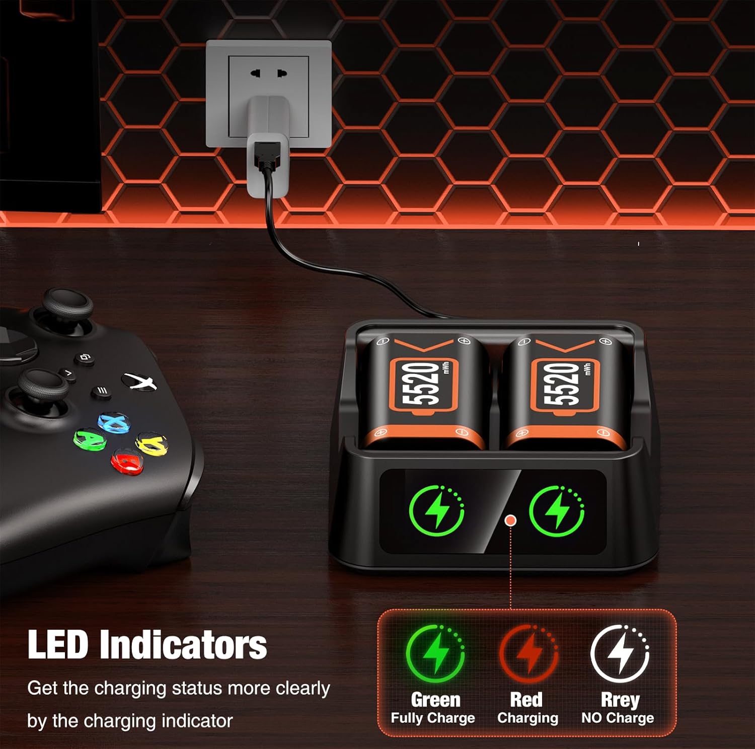 Detalle 2 de HELLCOOL Xbox Controller Battery Pack with LED charging indicator (2x5520mWh)