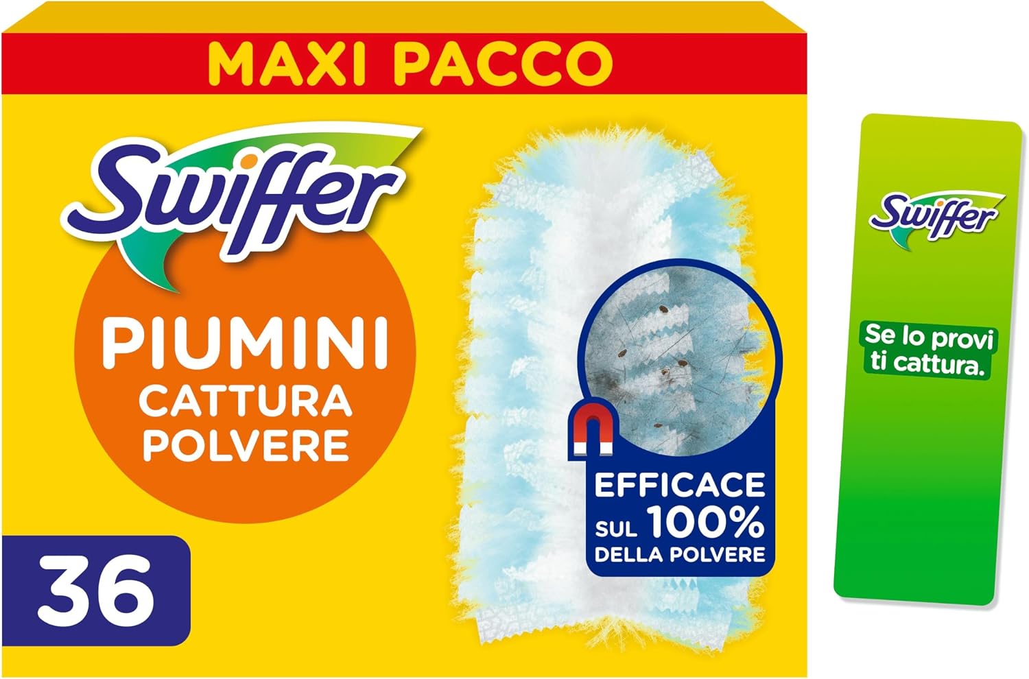 Detalle de Swiffer Duster Piumini Cattura Polvere, 36 Piumini: pulizia rapida e profonda con tecnologia Trap + Lock