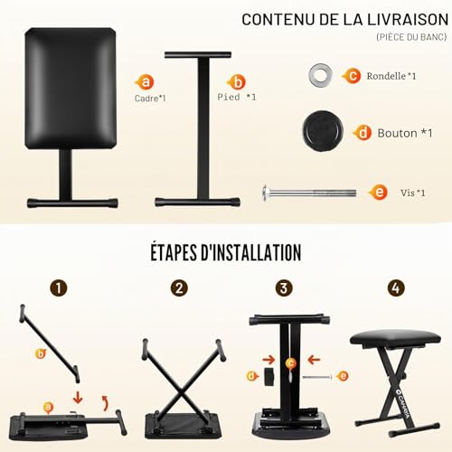Thumbnail 6 de CAHAYA Support de clavier et banc de clavier – kit réglable, pliable et robuste