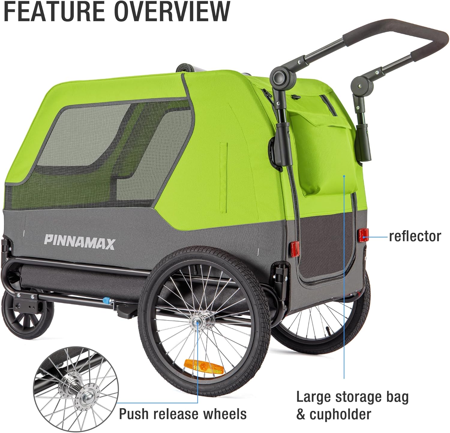 Thumbnail 3 de PINNAMAX Hundeanhänger für Fahrräder – 2-in-1 Haustierbuggy, bis 45 kg, universelle Fahrradkupplung