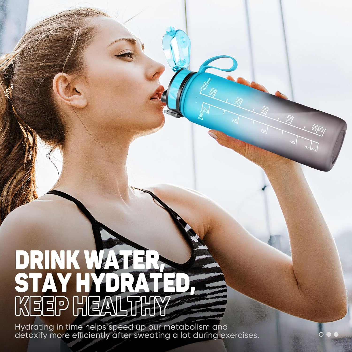 Thumbnail 6 de FULDENT Trinkflasche 1L Sport-Wasserflasche mit rutschfestem Gummi-Grip (BPA-frei) für Fahrrad, Outdoor, Schule & Gym