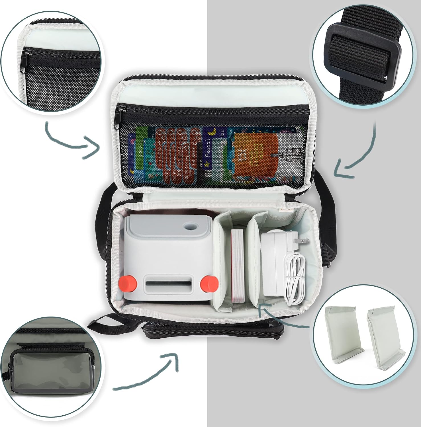 Thumbnail 3 de Annmore Carry Bag for Toniebox and Characters (Grey) – storage for audio players, cards and accessories