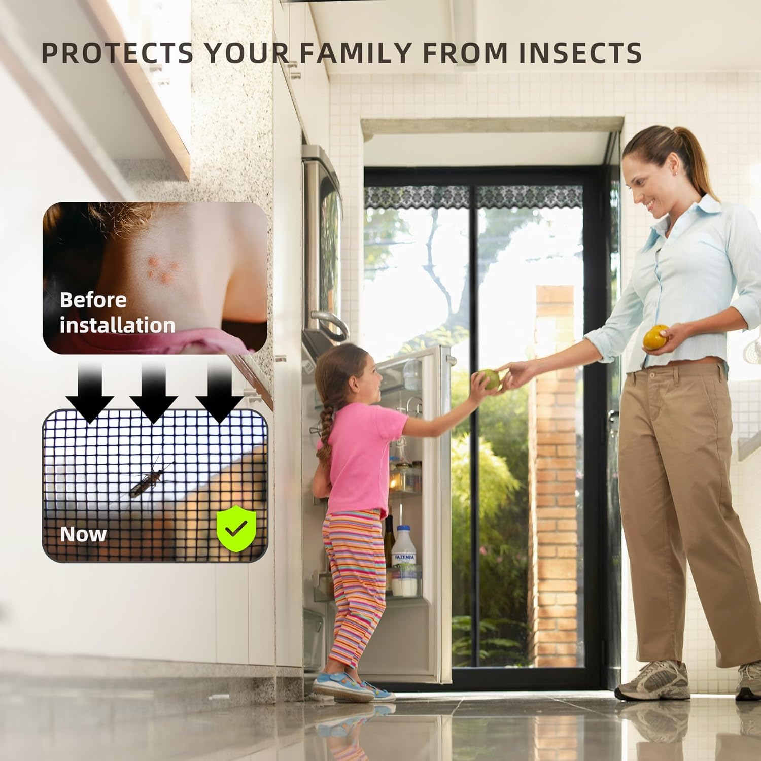 Thumbnail 3 de EXTSUD Fibreglass Magnetic Screen Door (Anti-mosquito mesh curtain) 90x200 cm, Black