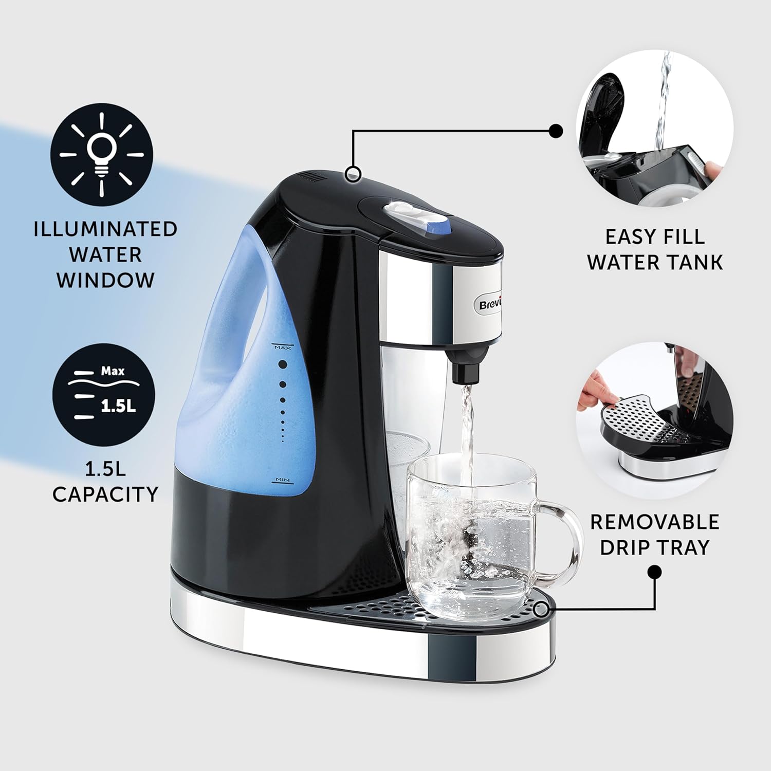 Thumbnail 5 de Breville HotCup Hot Water Dispenser (VKJ142) – 3kW fast boil, 1.5L tank, gloss black