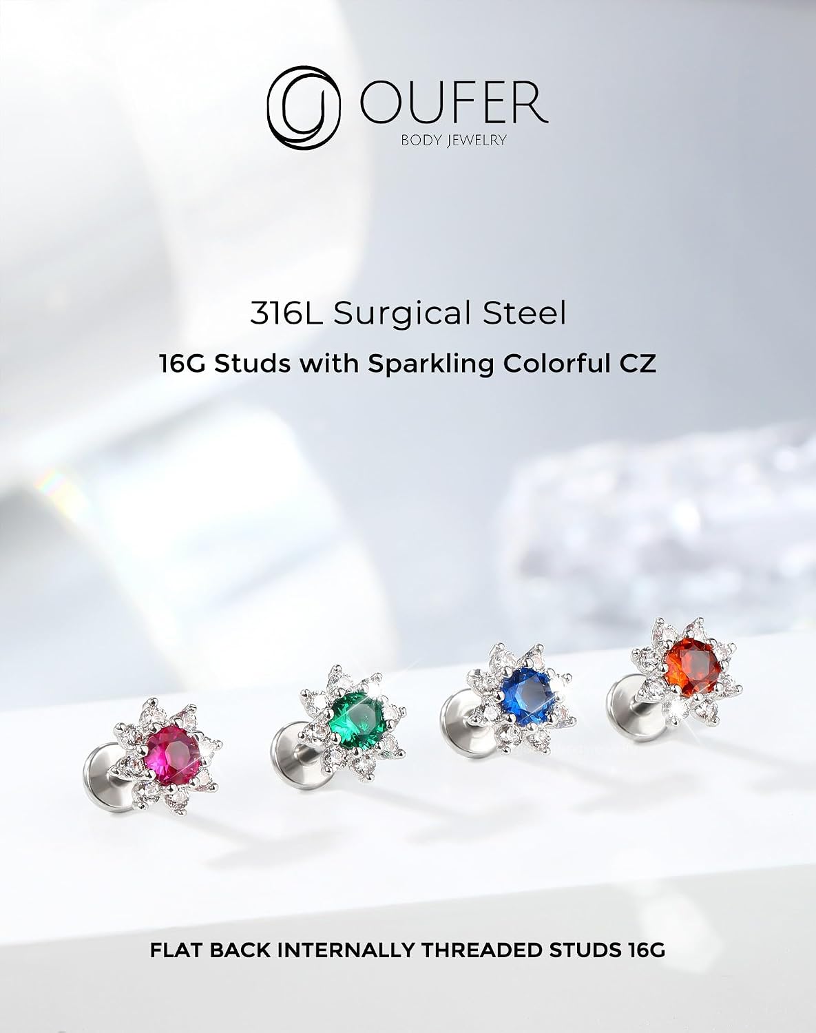 Thumbnail 2 de OUFER 16G Helix piercing 316L CZ Blu