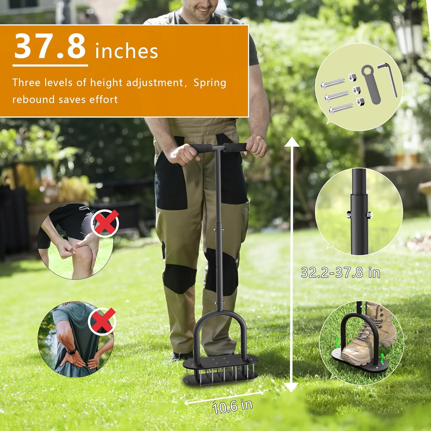 Thumbnail 4 de seasky Lawn Aerator with 15 Spikes 2.8in