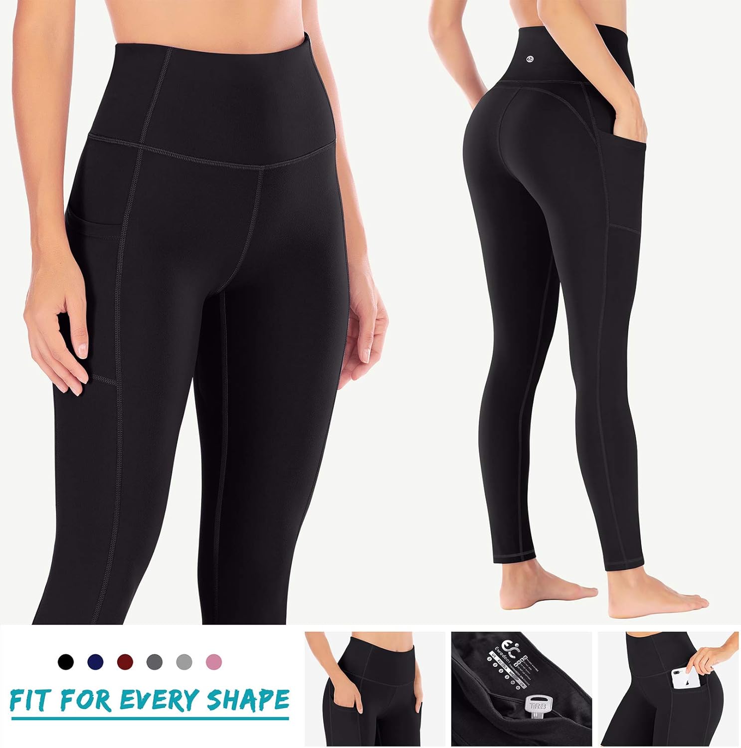 Thumbnail 3 de Ewedoos Gym Leggings with Pockets – High Waisted Yoga Pants for Women (Squat Proof, Moisture-Wicking)