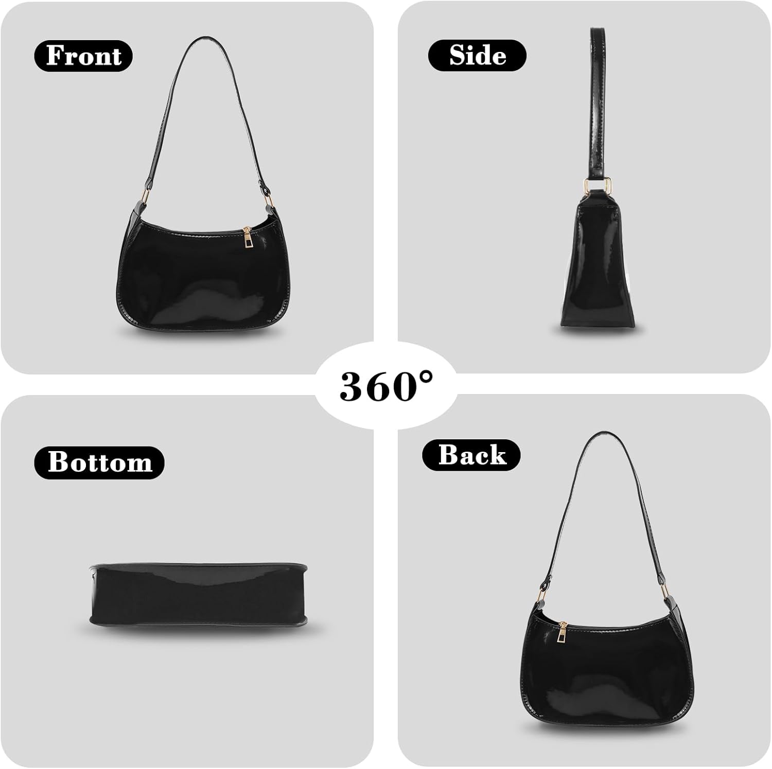 Thumbnail 5 de Energather Kleine Schultertasche Damen – PU-Handtasche mit Reißverschluss für Reisen, Arbeit & Verabredungen