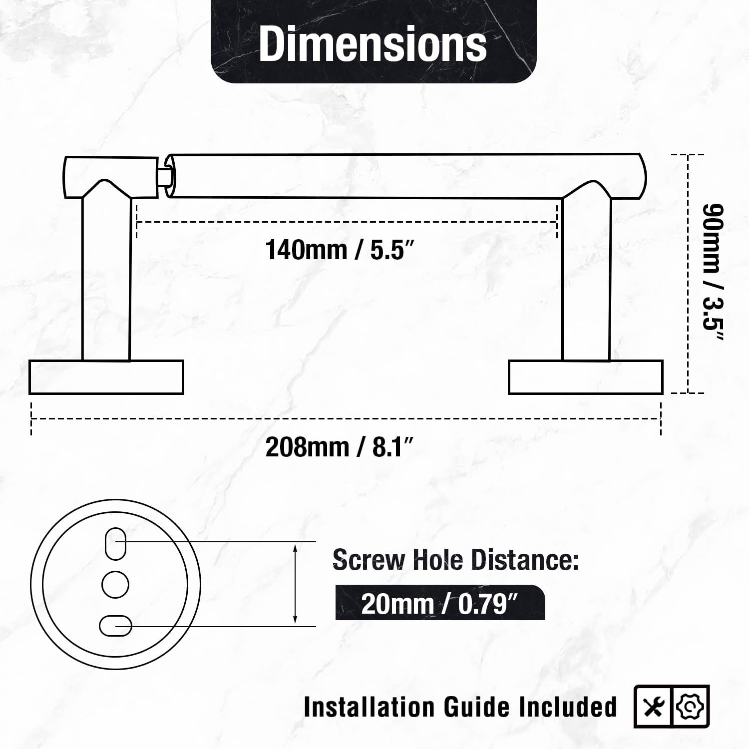 Detalle de HITSLAM Double-Post Pivoting Toilet Paper Holder, Chrome SUS304 Steel