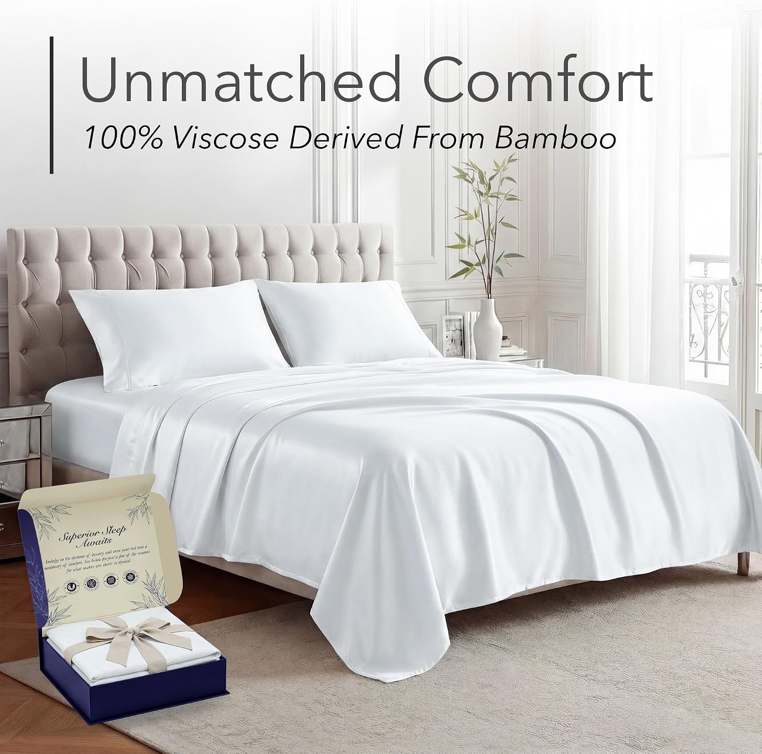 Detalle 2 de DECOLURE Bamboo Viscose Queen Sheets 17"