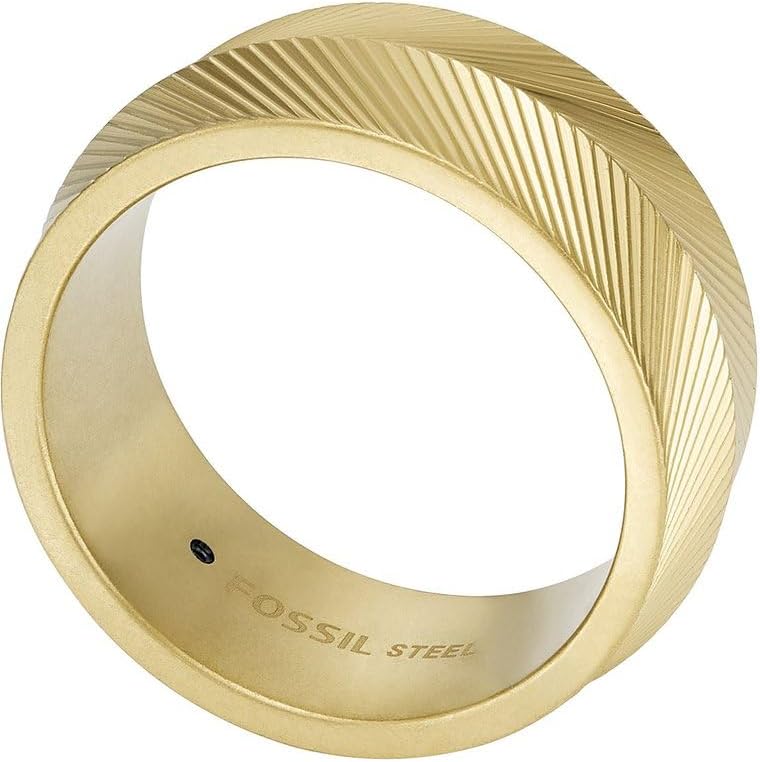 Thumbnail 1 de Fossil Herren-Edelstahlband Ringe – Goldfarben, matt/glänzend, Größen 18–21
