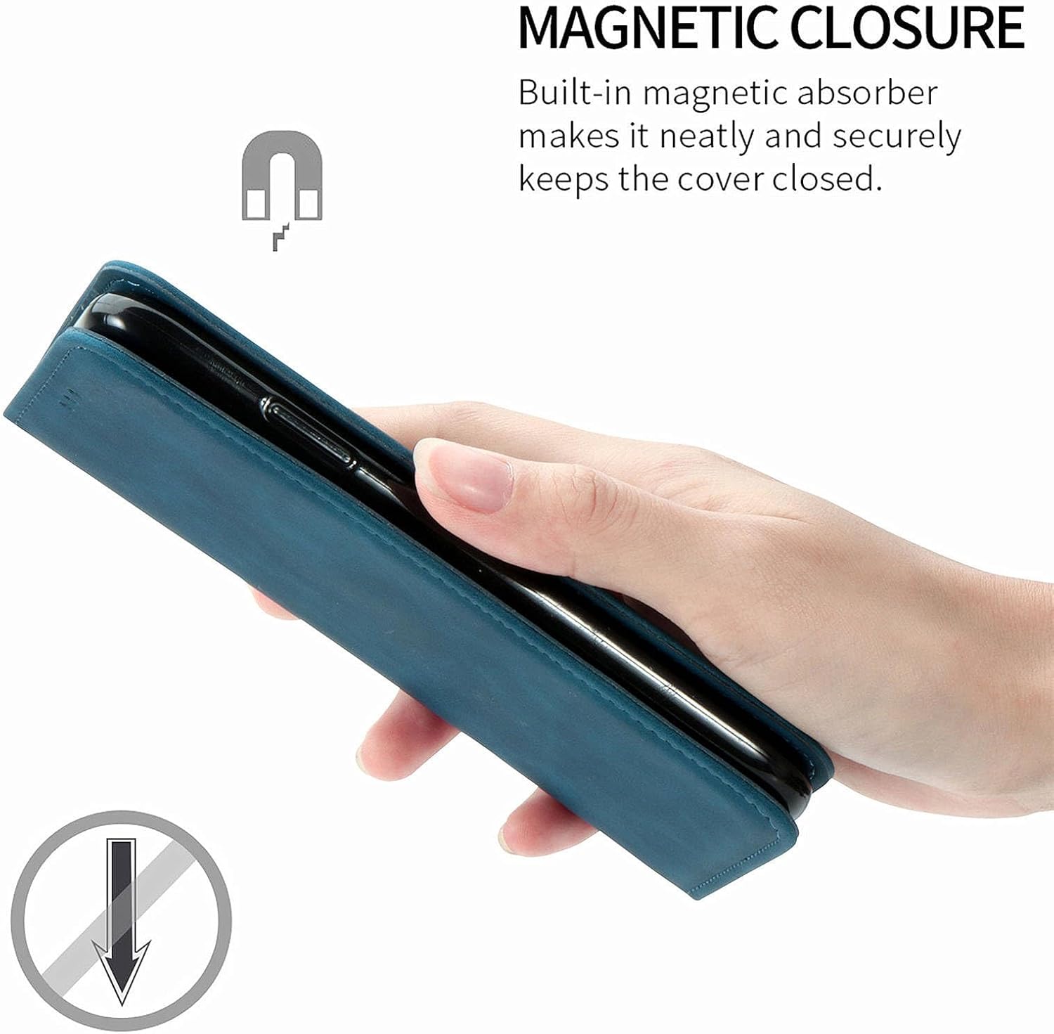 Detalle de Cracedily Handyhülle für Xiaomi Redmi A3 / A3X – Klapp-Flip Case mit Kartenfach, Magnetverschluss und Standfunktion (Blaugrün)
