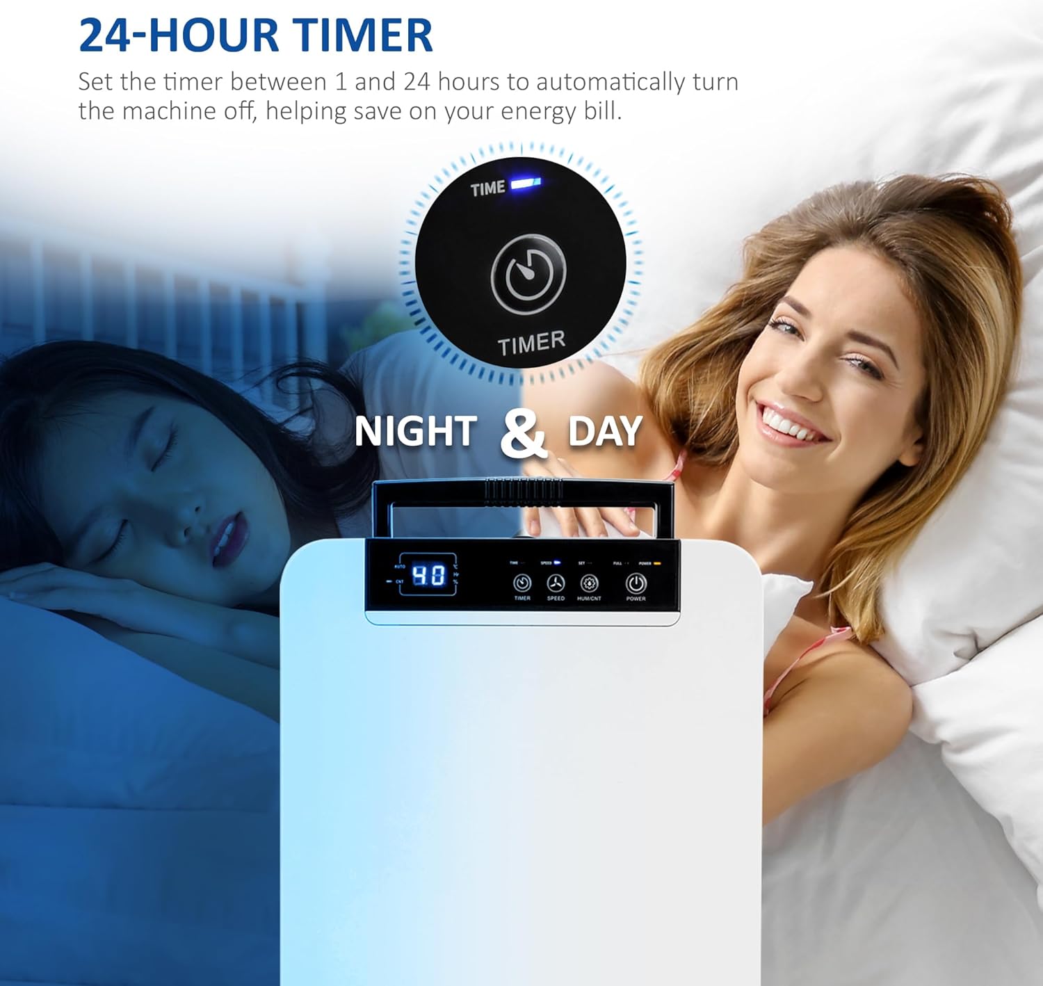 Thumbnail 5 de NETTA 12L/day Low Energy Dehumidifier with Digital Control, Continuous Drain & Auto Restart