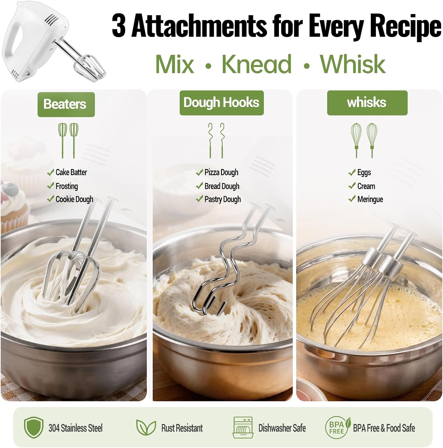 Thumbnail 3 de 5-Speed Electric Hand Mixer with 200W Motor