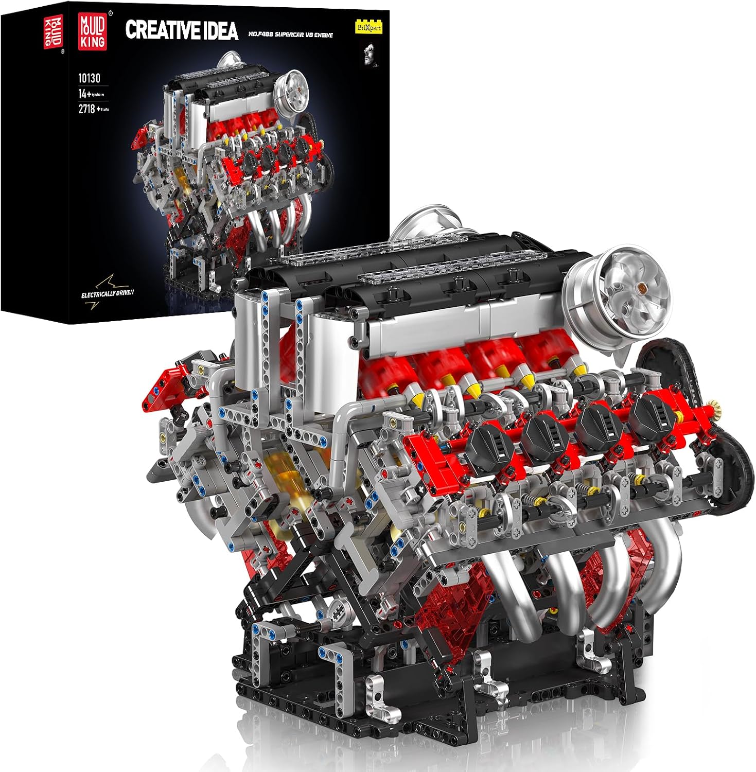 Detalle de Mould King 10130 F488 Supercar V8 kit MOC 2718 pièces