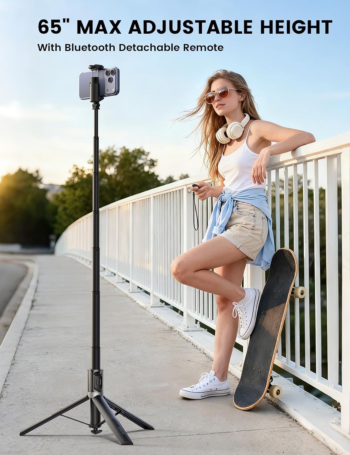 Detalle de Lamicall Phone Tripod & Selfie Stick 65 in