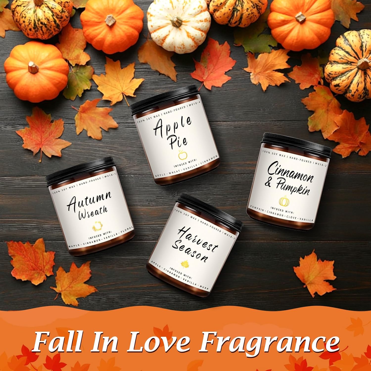 Detalle de Auelife Fall Candle Set 4-Pack scented candles 🕯