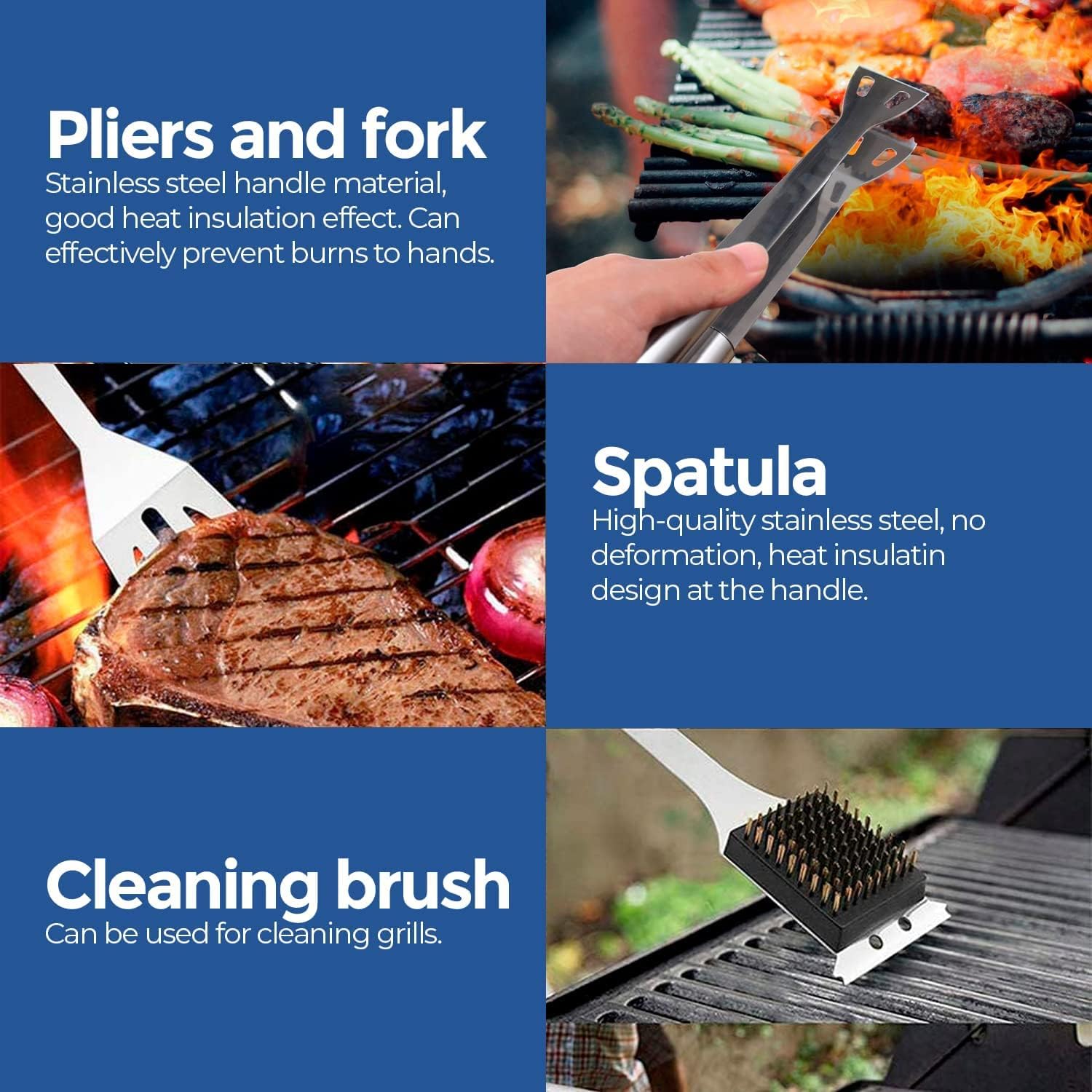 Detalle de Edihome Set Barbecue 25 pezzi con custodia in tessuto – accessori in acciaio inox
