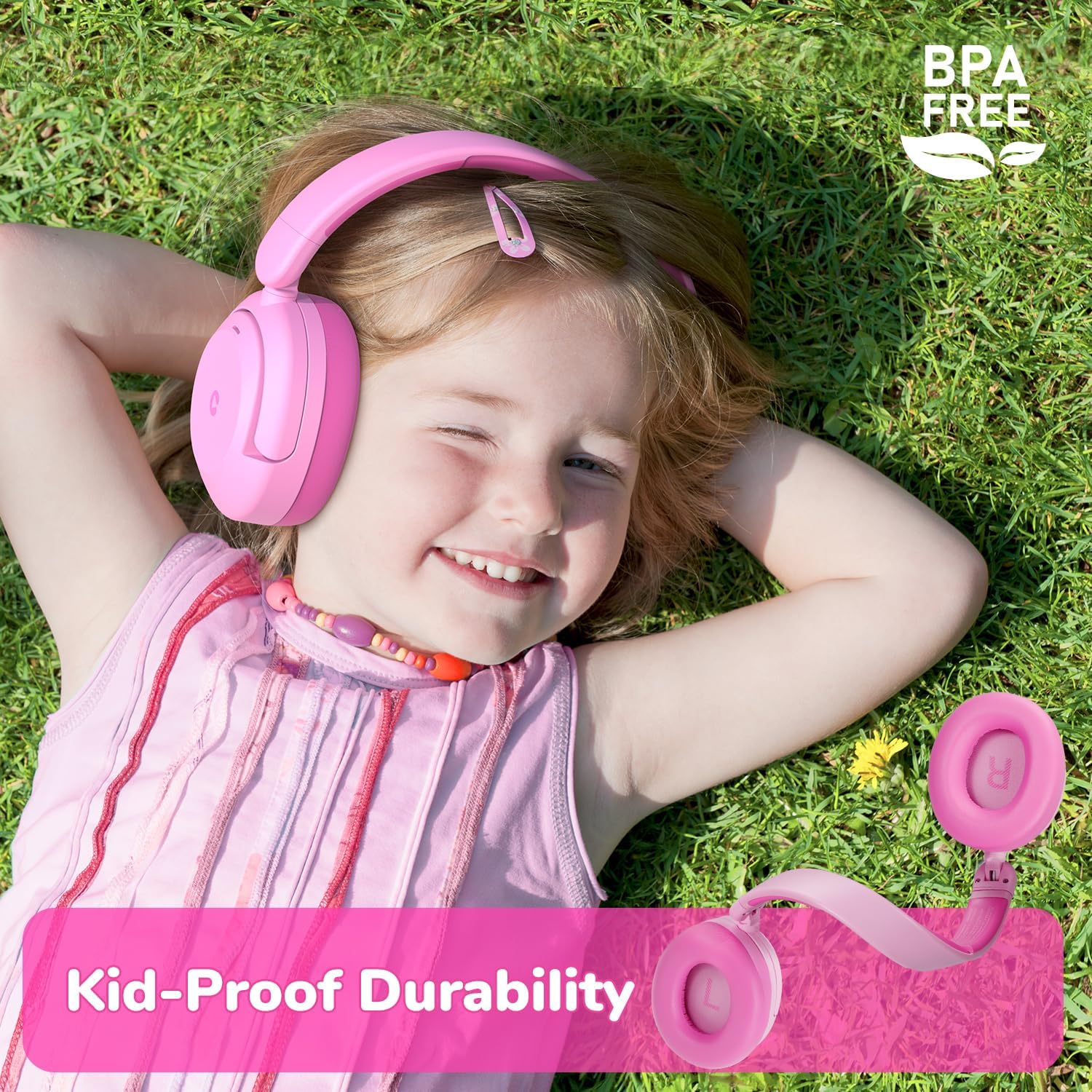 Detalle de iClever Noise Cancelling Kinder-Kopfhörer per Bluetooth 5.4 mit 60 Std. Spielzeit und 80 dBA Lautstärkelimit