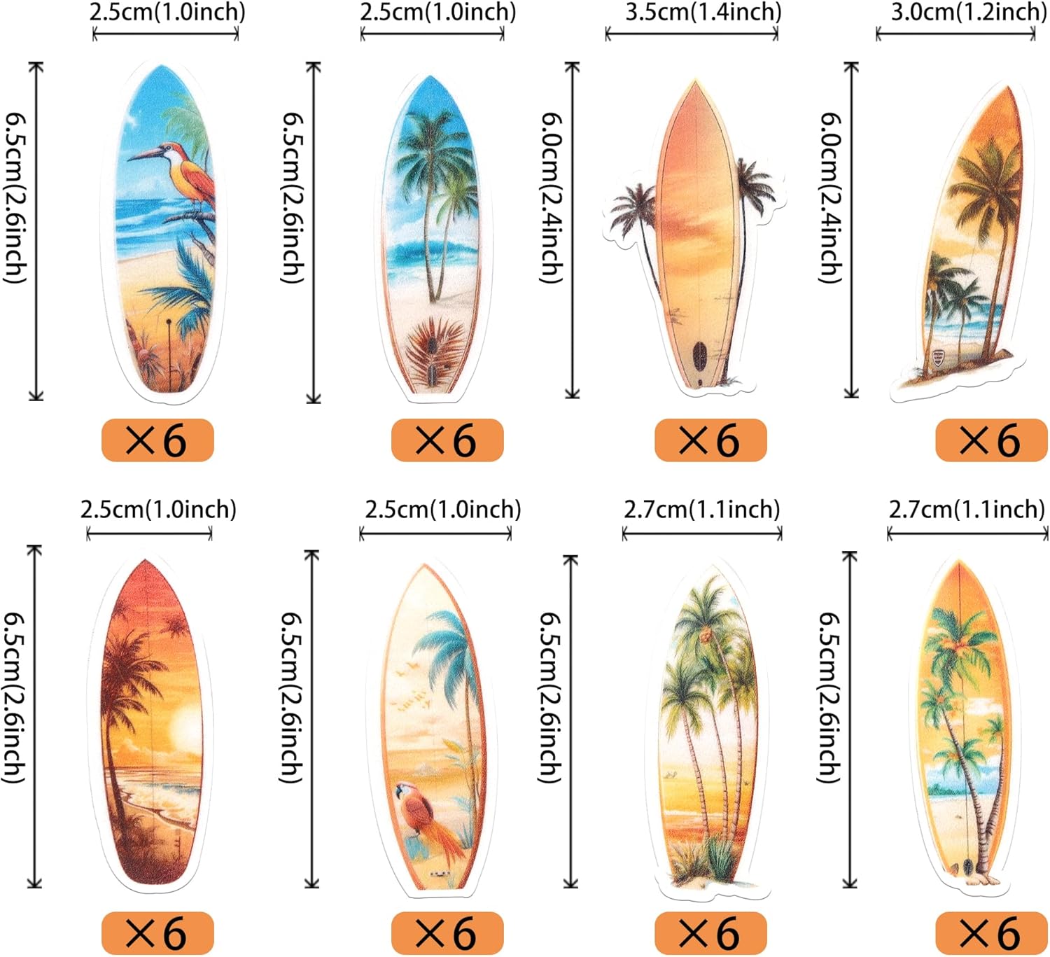 Thumbnail 1 de Essbar 60 Stück Surfbrett-Kuchen-Deko aus Waffel-Reispapier (essbare Cupcake Toppers) für Sommer-Themen