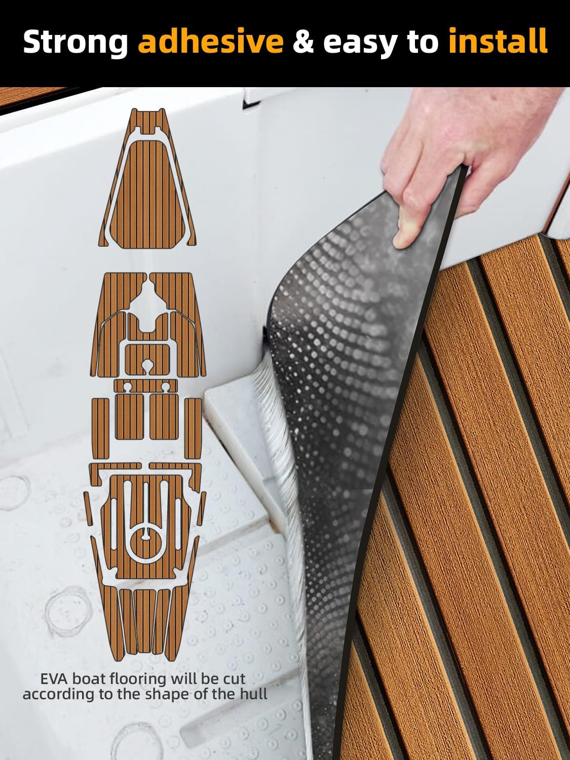 Thumbnail 2 de FOCEAN EVA Foam Boat Flooring Faux Teak Marine Decking Mat Sheets (94.5 in x 47.2 in)