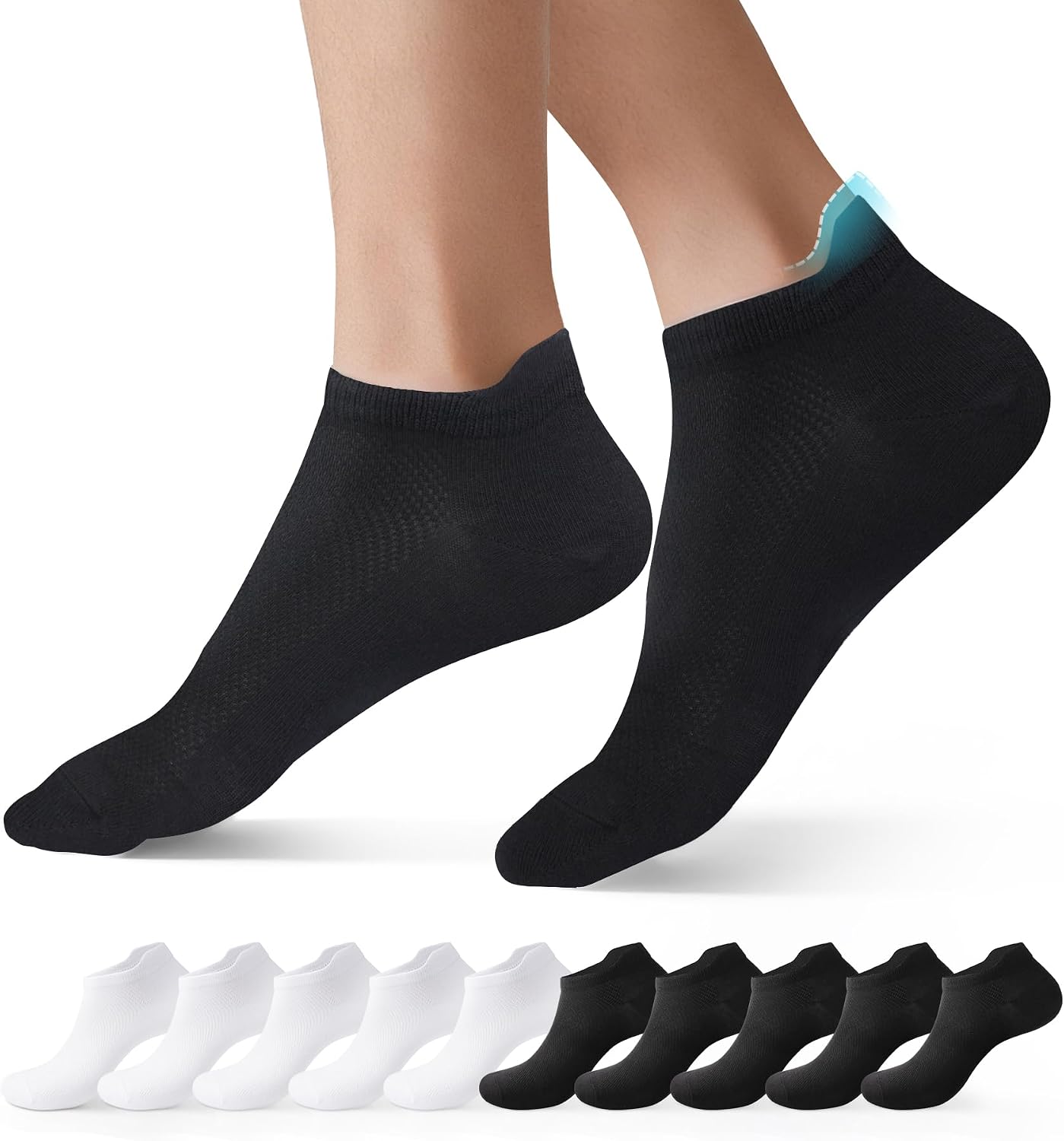 Detalle de Mowenti 10 Paar Sneaker Socken Herren & Damen – atmungsaktive Sportsocken (Unisex)