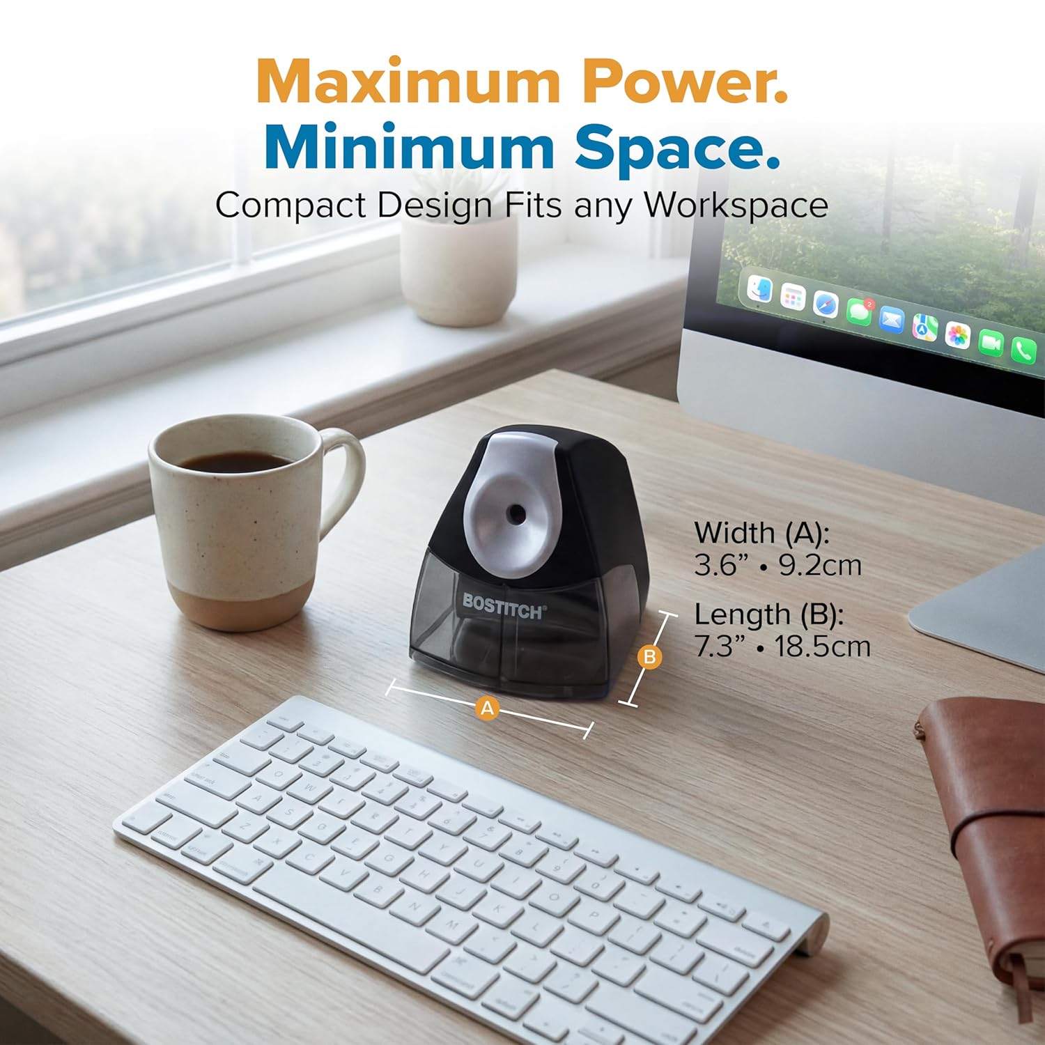 Detalle 2 de Bostitch Office Electric Pencil Sharpener (Heavy Duty, Stall-Free Motor) with High-Capacity Shavings Tray, Black